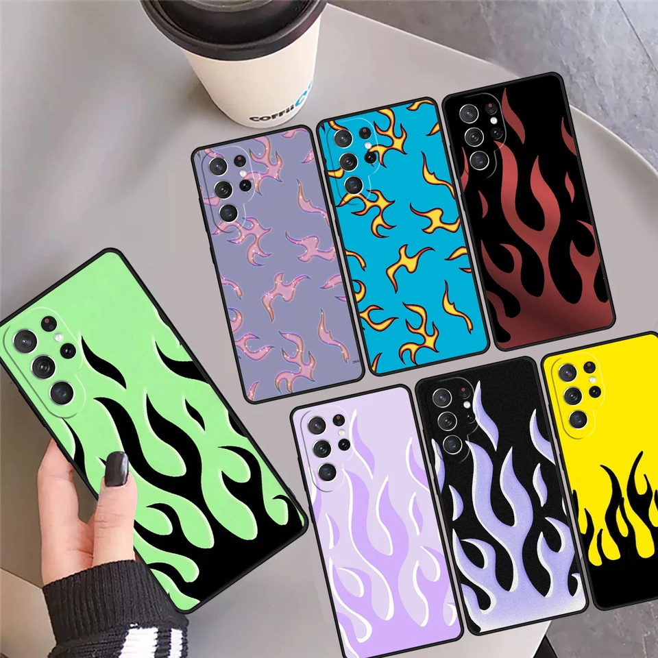 Cool Flame Farebný kryt Panlow Pase Puzdro pre Samsung Galaxy S24 Ultra 23 S22 Plus S21 Fe S20 S8 S9 S10 POZNÁMKA 10 PRO POZNÁMKA 20