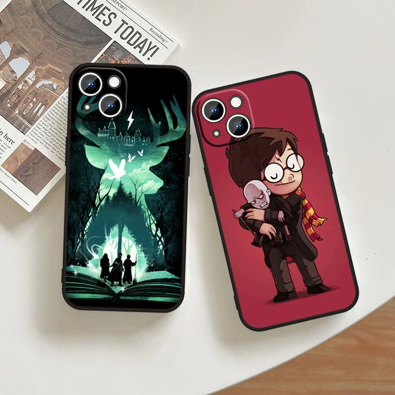 Cool Harries Wand Potters Pase pre Apple iPhone 15 Ultra 14 13 12 11 XS XR x 8 7 Pro Max Plus Mini Black Cover