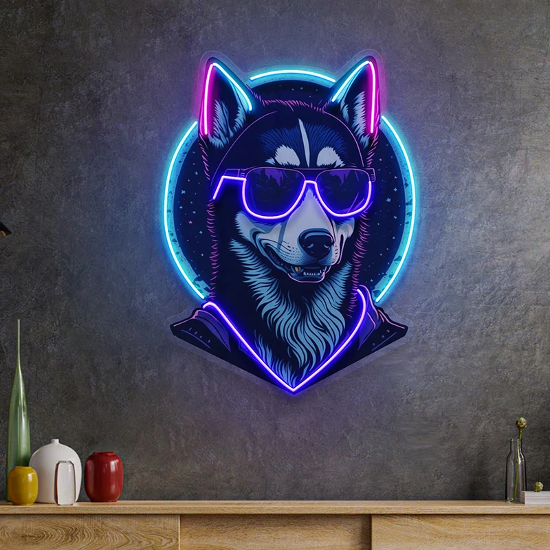 Cool Husky Neon znamenie estetické vlastné neónové znaky pre obývaciu izbu stena dekorácie LED neón bar