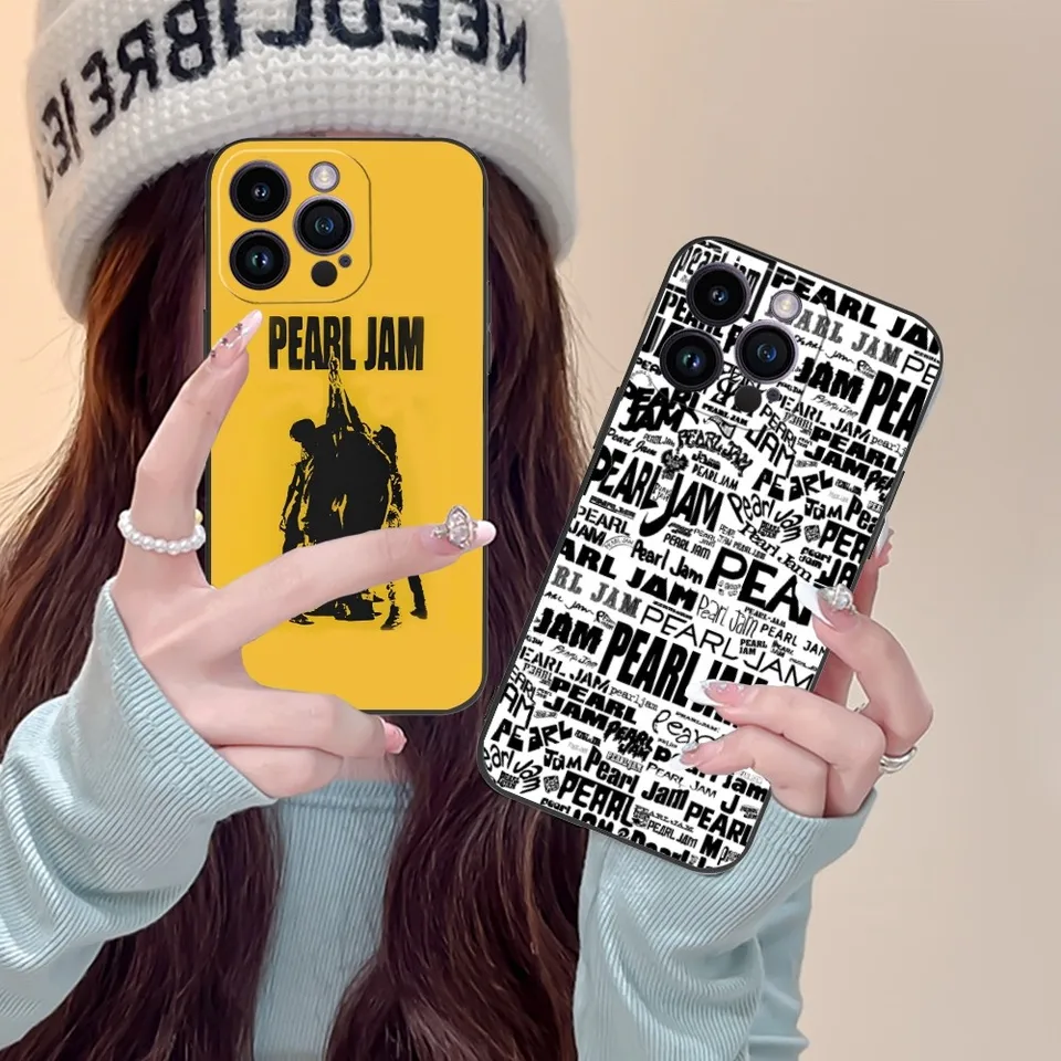 Cool Pearl Jam Mobile Mobile Pase pre iPhone 15 14 13 12 11 x xr xs 8 7 Pro Max Plus Mini čierny mäkký telefón Funda