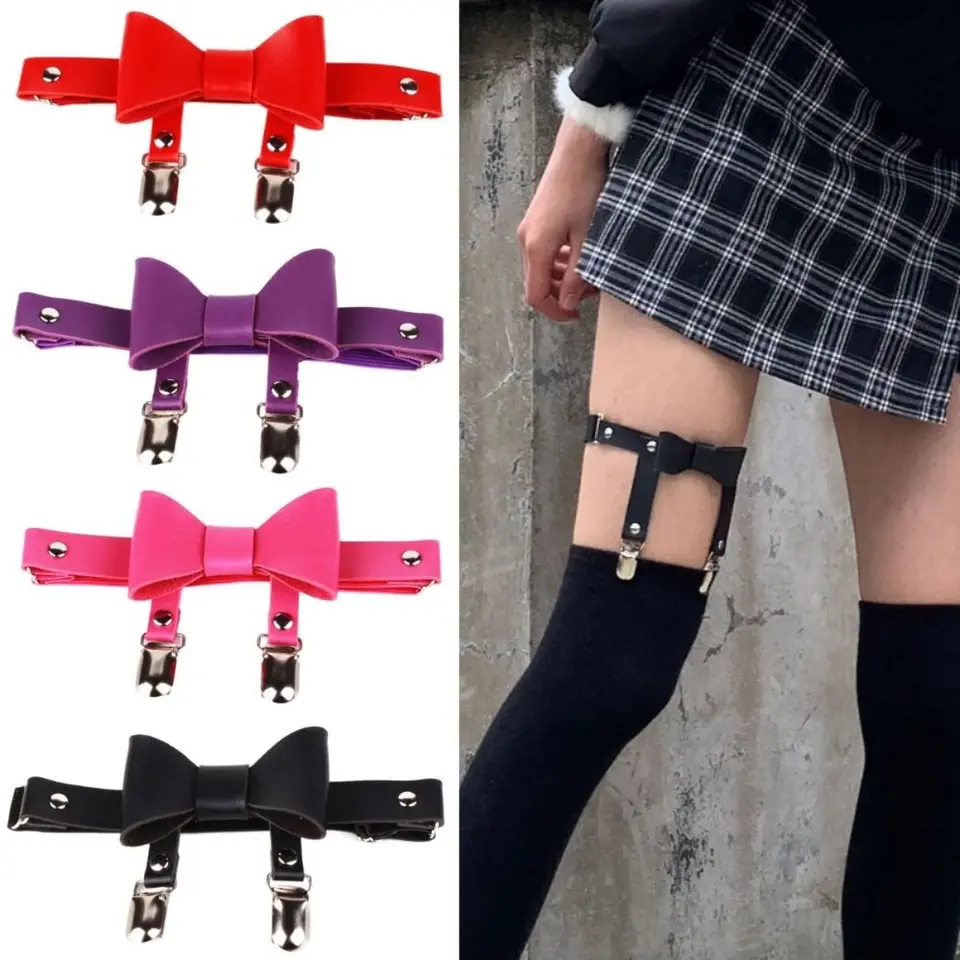 Cool punk punk nôh krúžky rock a roll euro-americký štýl luk nôh zliatiny zliatiny prívesok Bowknot kožený podväzok leto