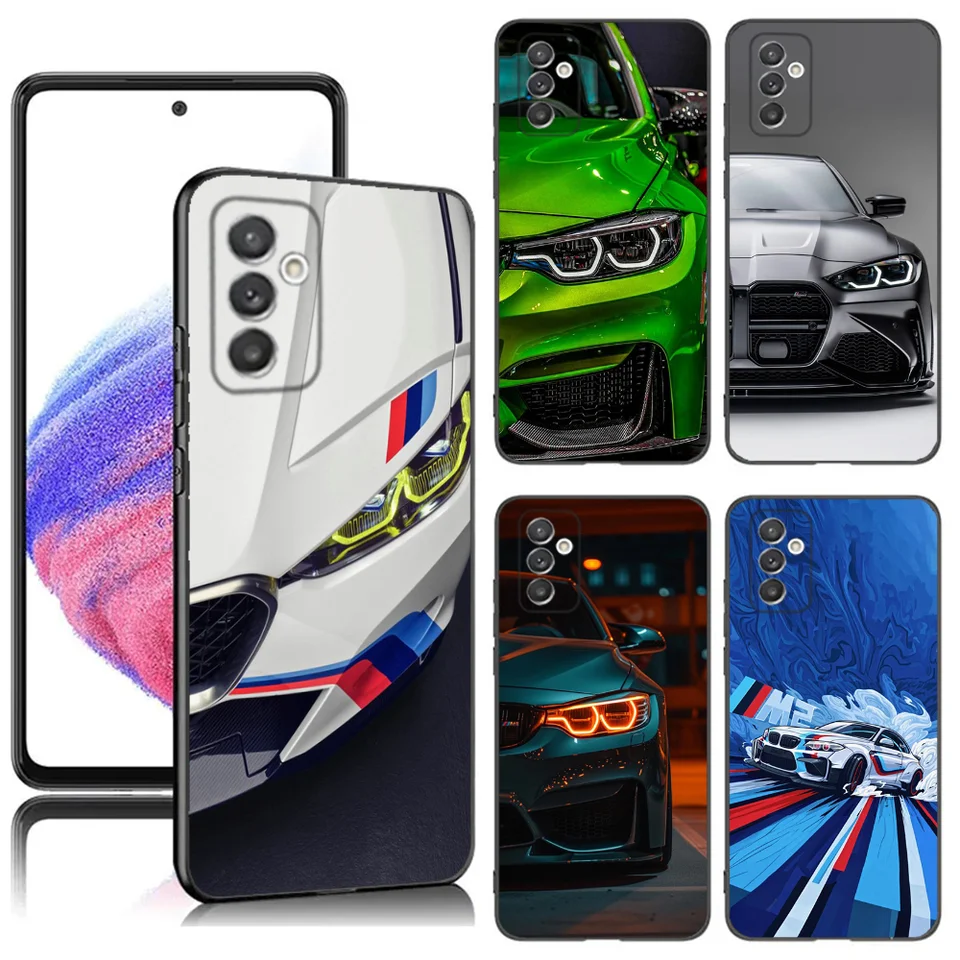 Cool Sport Car B-BMW telefónny puzdro pre Samsung S24,23,22,30,21,10,9, Ultra, Plus, Lite, Fe, 5G Čierny mäkký puzdro