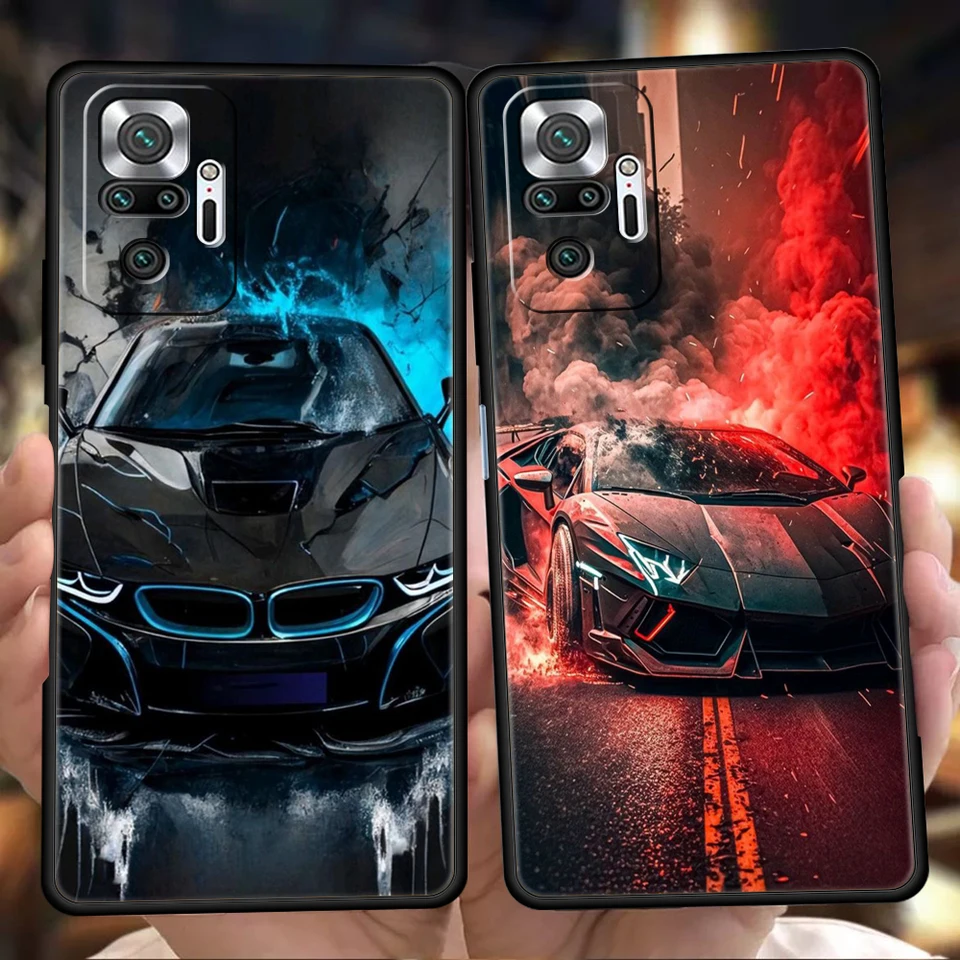 Cool Sports Black Car Tafet Case pre Redmi 13C 10C Poznámka 13 12 10 11 Pro Plus 7 8T K40 K50 Gaming Pro Plus 5G Soft Shell