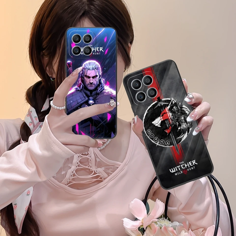 Cool W-Witcher mobilný mobilný mobilný telefón pre Huawei Honor 90 80 70 60 50 30 20 10 9 8 7 Pro CS SE LITE 5G Čierny krycí telefón s obalom