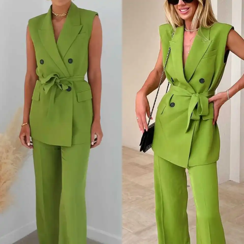 Cool zelené ženské nohavice vyhovujú voľným večerným párty ženy smoking pre promócie šaty Svadba 2 kusy