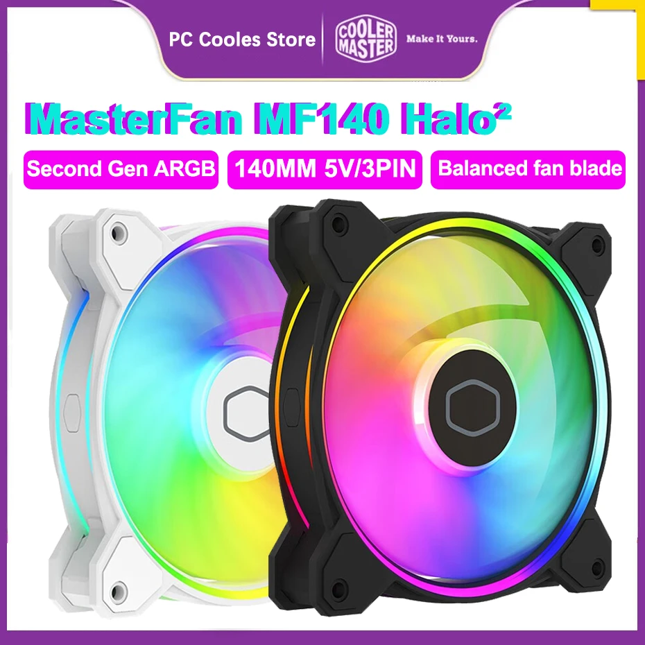 Cooler Master MF140 Halo ⅱ 140 mm chladiaci ventilátor Ventilátor druhej generácie 5v 3pin argb tichý ventilátor CPU Coiler Water Cooling ventilátor