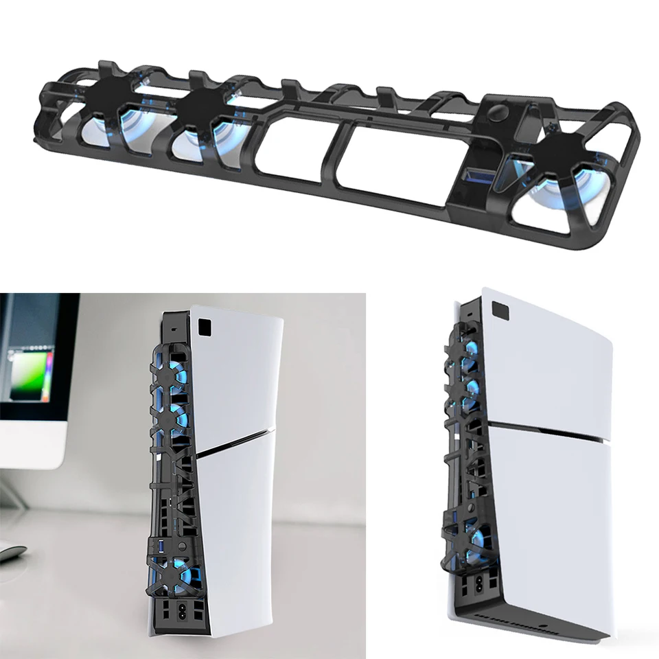 Cooler ventilátor s LED svetlom a 3 ventilátormi efektívnym chladiacim systémom USB DC 5V Cooling Game Accessories 1100 ot./min pre PS5 Slim Console