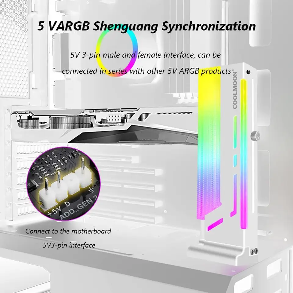 CoolMoon CM-GH2 5V Vertikálna GPU Podporná skupina A-RGB grafická grafická karta stojan