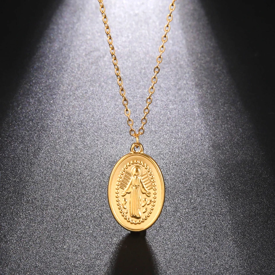 Cooltime Christian Panny Mária prívesok náhrdelník z nehrdzavejúcej ocele Náhrdelník Almuet Jewelry Darček
