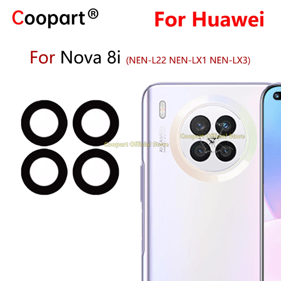 Coopart Nové sklo zadnej zadnej fotoaparátu pre Huawei Nova 8i Nen-L22 Nen-LX1 Nen-LX3 náhrada za lepiacu nálepku