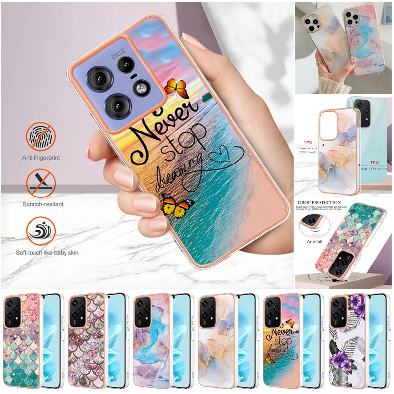 Coque Edge 50 Fusion Telefón puzdro pre Motorola 50 Ultra Edge 20 Pro S30 Moto G200 E13 E20 E30 E30 E22 E22 E32S Módne maľované fondy