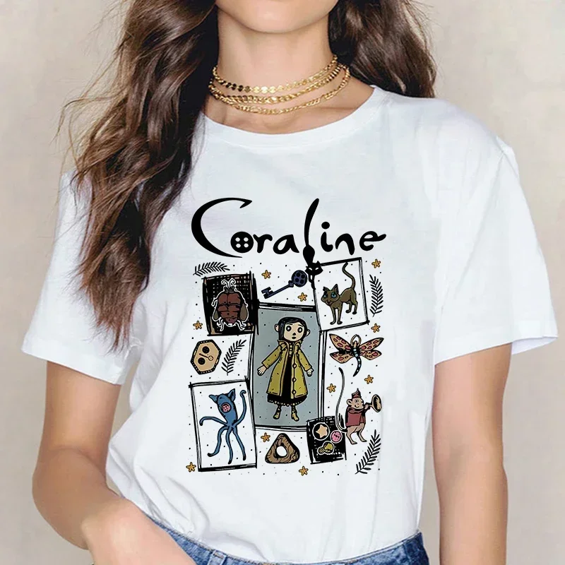 Coraline Doll Dreams y2k tričko Dámske dámske vintage tričko módne hororové tričko Tričko Halloween Graphic Tops oblečenie
