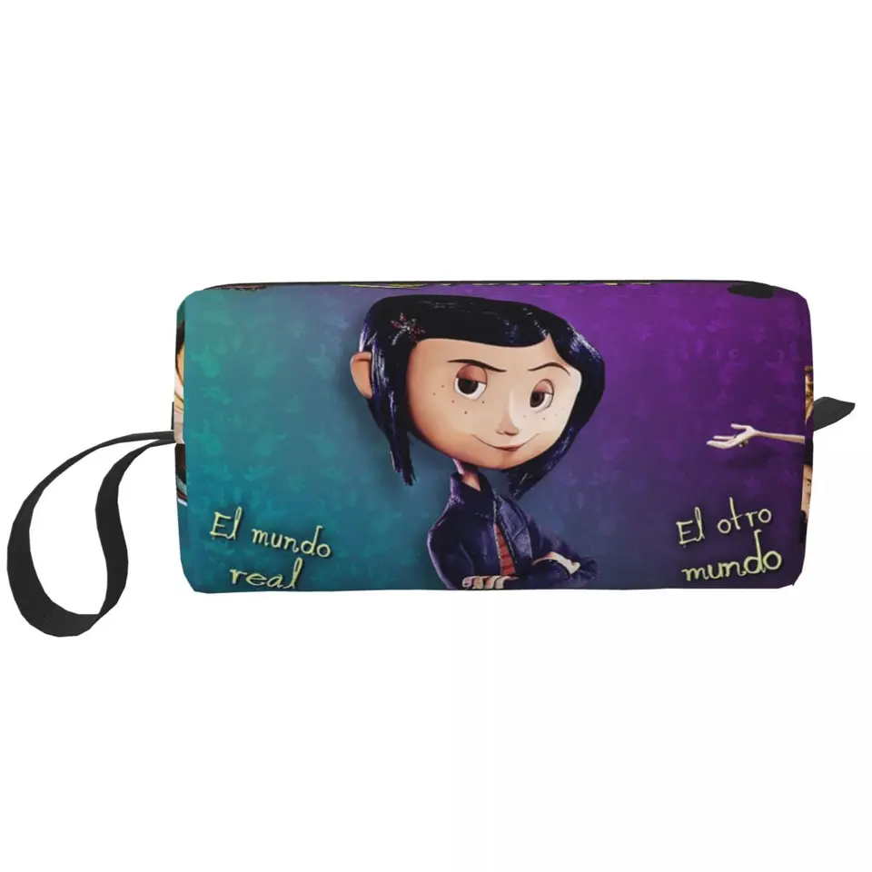 Coralines Halloween Cartoon Anime Makeup Bag Cosmetic Organizátor skladovanie DOPP Kit Kozmetická taška pre ženy pre ženy