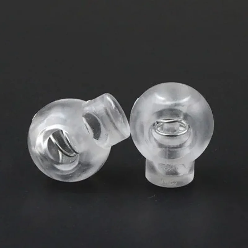 Cord Lock Round Ball Toggle Stopper Plastic Toggle Clip Widely For Bag Backpack/Clothing Clear White