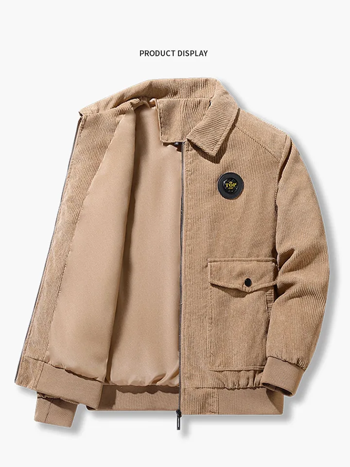 Corduroy Coat Men 2024 Nová fleecová bunda Jeseň a zimná fleecová bavlnená lampa jahňacieho fleece bunda