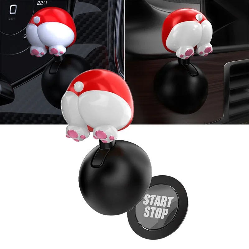 Corgi-dog zadok auto Jeden kliknutím na spustenie páky Creative Ignition Switch Cover Stop Tomto Ochrana Interiér dekorácie Zábavné