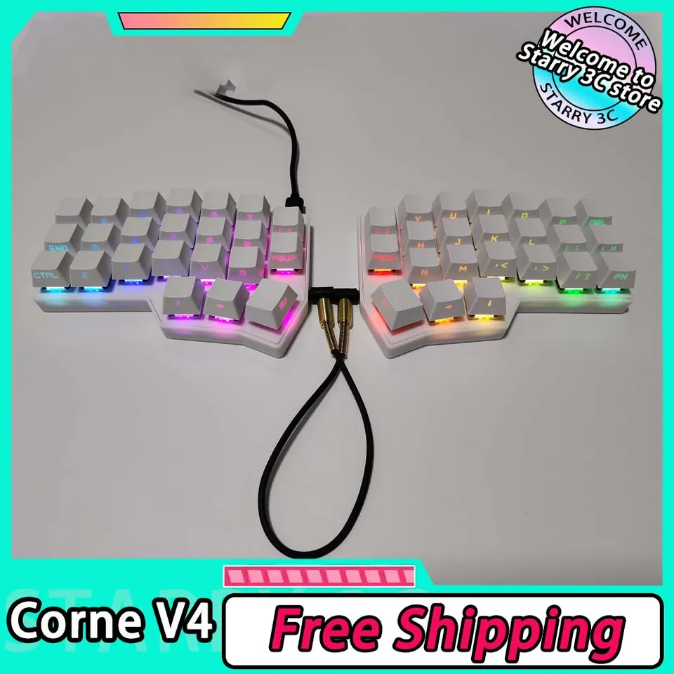 Corne V4 Split Keyboard Kit Wired Hot Swap RGB Prispôsobená klávesnica Kit Support QMK PC PC Apprítkovanie Ažstérium rozdelenej klávesnice Darčeky
