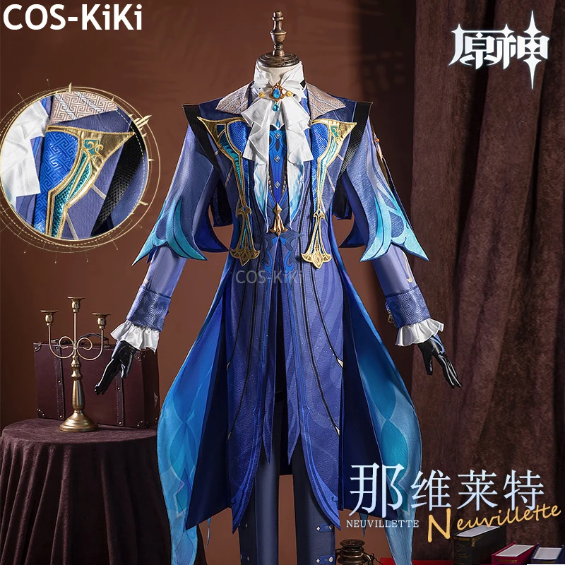 Cos-Kiki Genshin Impact Neuvillette Sudca Game Herning Cosplay kostým Halloween Carnival Party Rola Hra