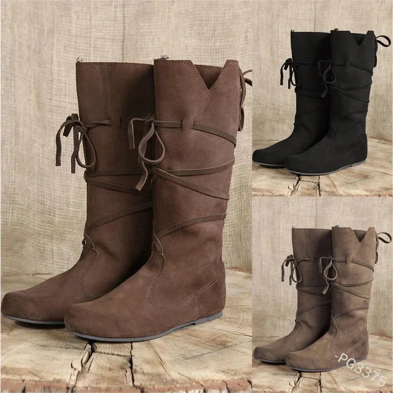 COSBAO Stredoveké vikingové retro muži rytierske topánky larp topánky PU kožený bojovník kniežatský pirát poľovník Cosplay fancy Party anime topánky