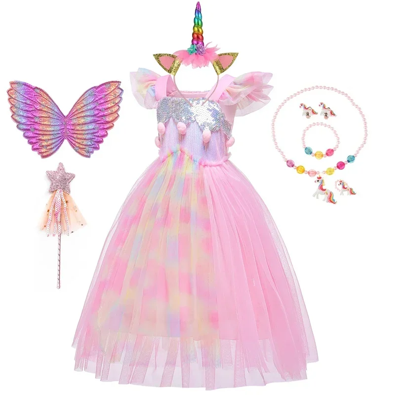 Cosbao Unicorn Dress for Girls Kartoon Vestidos deti Tutu šaty batoľa