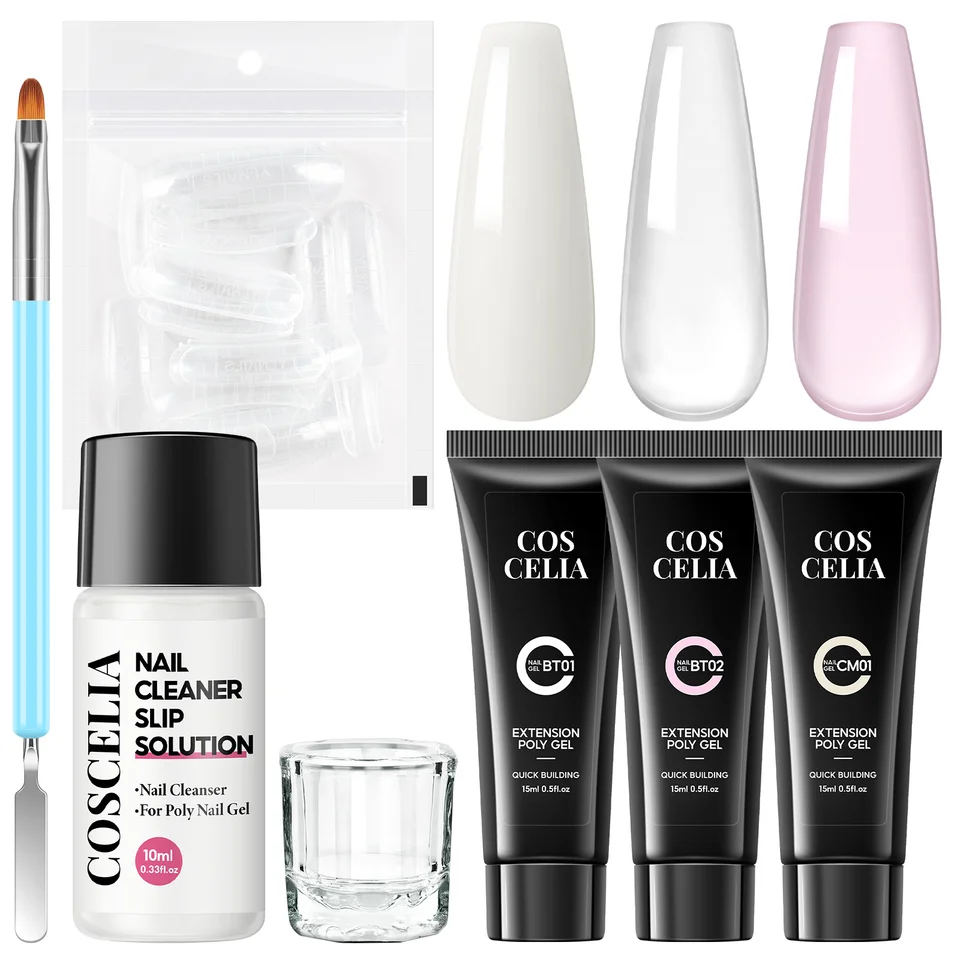 Coscelia Poly Extention Gel Set na nechty Art Clear Mashouflage Color Color Chore Cook Crystal UV Gel Nail Gel