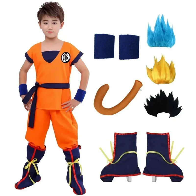 Cosdea Halloween dospelé deti obleky Syn Goku Gui Karneval Anime Cosplay Cosplay Prázdniny Kostýmy Tail prúžkarka Blue Gold Kids Drs