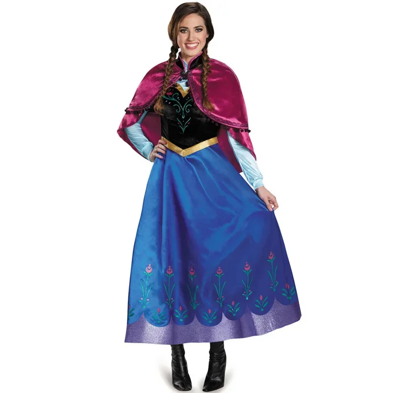 Cosdea Halloween kostým Cape outfit Dospelé ženy ICE ICE QUEEN ARENDELLE ANNA PRINCESS ELSA COSPLAY FACKY Šaty