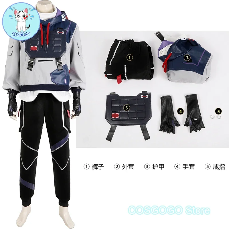Cosgogo [prispôsobené] Game Valerant ISO Game Battle Suit Uniform Halloween Party Outfit Men kostým kostým