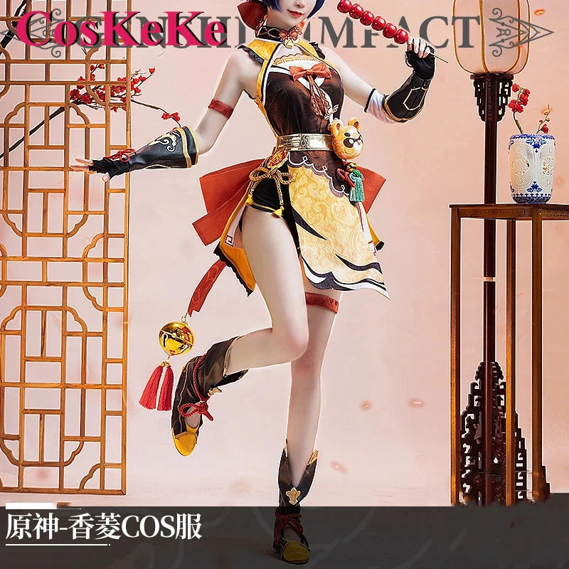 COSKEKE Xiangling Cosplay kostýmy Game Genshin Impact Sweet Krásne unifrom šaty Ženy Halloween Anime Party Role Play