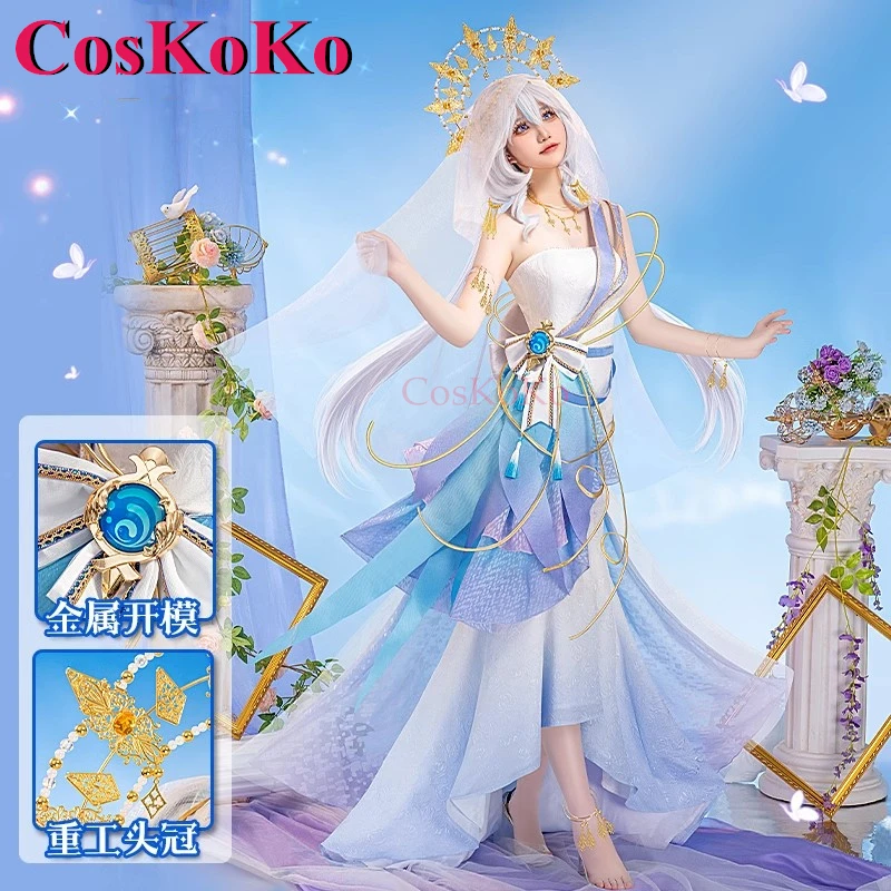 Coskoko Furina Cosplay Game Genshin Impact kostým Qian XI Skin Elegantné sladké formálne šaty Halloween Party Role Play Oblečenie