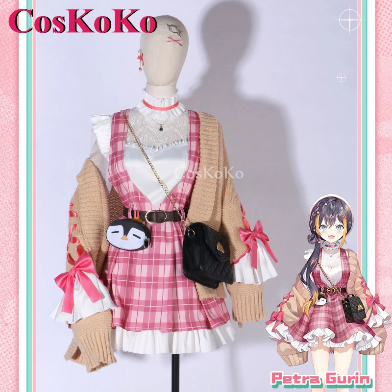 Coskoko petra gurin cosplay anime vtuber nijisanji kostým zima nová outfit Plaid sukňa Halloween Party rola Play