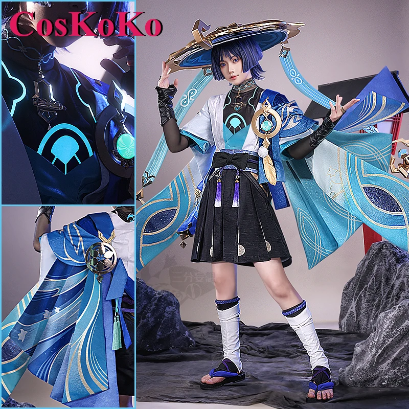Coskoko Wanderer cosplay anime hra Genshin dopad kostýmy Handsome Combat Uniforma Men Halloween Party rola Play oblečenie S-3xl