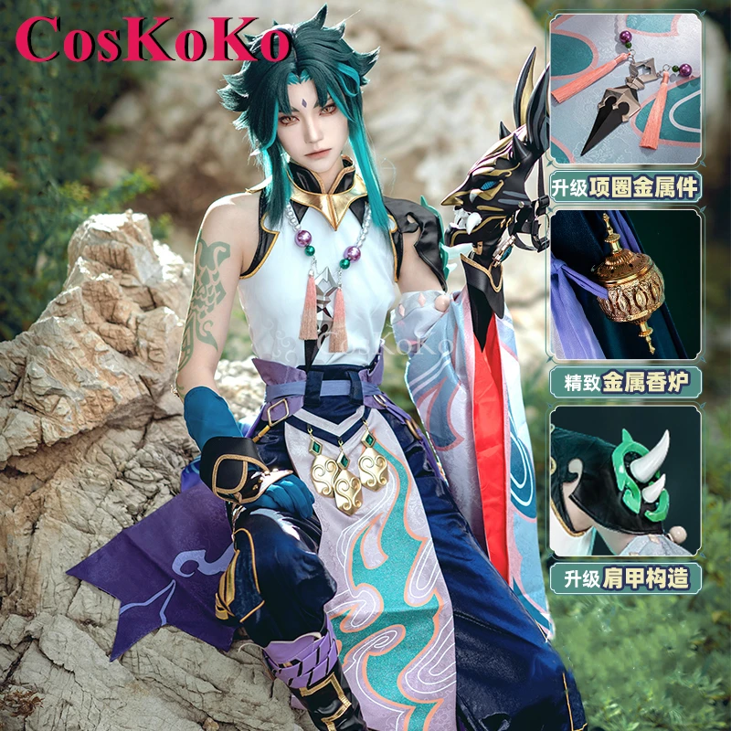 Coskoko Xiao Cosplay Hot Game Genshin Impact kostým v2.0 módny pekný bojový uniforma mužov Halloween Party Role Play