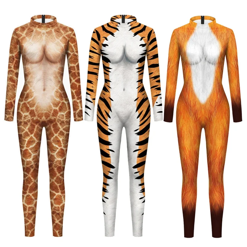 Cosplay Animal The Giraffe Tiger Wolf Skin Pár Kostým kostýmy kombinézy muži ženy oblečenie zentai oblek JS7793