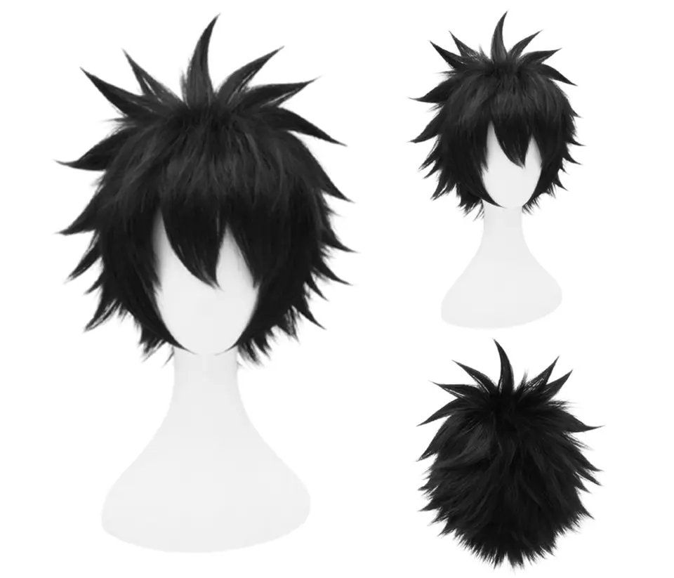 Cosplay parochne mha dabi krátky čierny mužský muž Halloween Cosplay kostýmy parochne mäkké vlasy Krátke cosplay parochňové kostýmy vysoká teplota vlákna