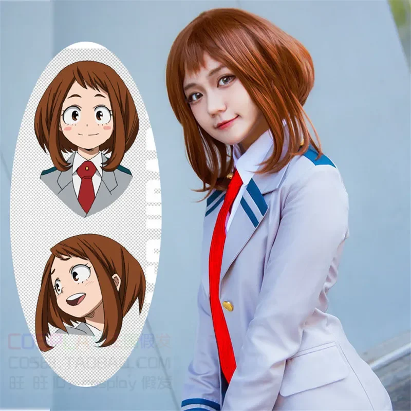 Cosplay parochňa Ochako uraraka krátka hnedá hnedá bobová odolná voči tepelne Baku no hrdin cosplay kostým kostým dutoun cos parochňa