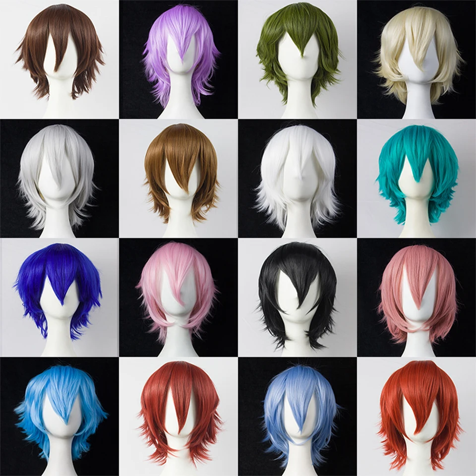 Cosplay parochňa syntetická žena s treskami Anime parochňa parmica hlava ombre biela čierna tepera rezistentná parochňa