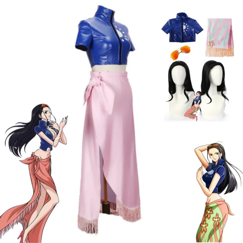 Cosplay Ženy Nico Robin Party Kimono Dress Carnival Set Parochne okuliare Girl Halloween Carnival Anime Exhibition Performance d
