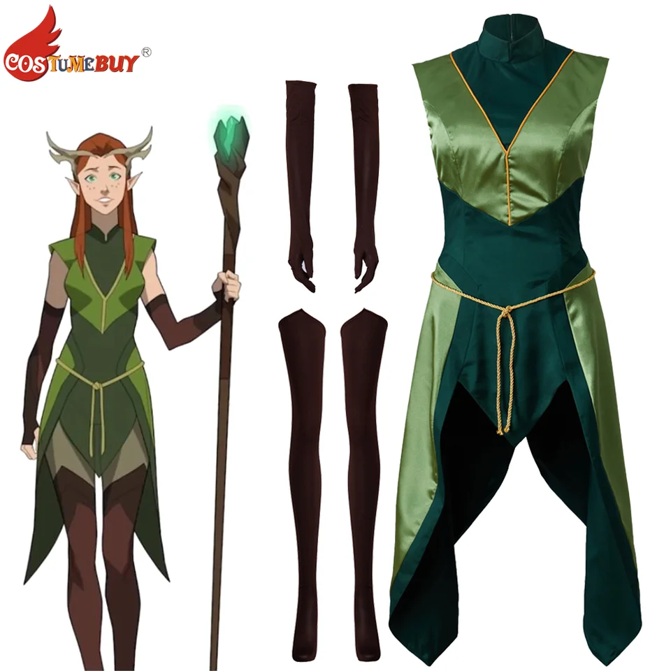 Costumebuy Machina Keyleth Cosplay kostým kritická rola Sexy šaty s rukavicami pančuchy Halloween sukňa outfit