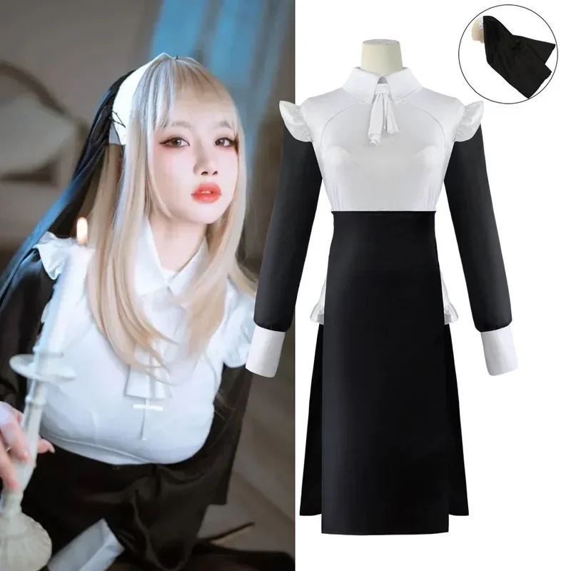 Coswear pevne priliehajúce sexy Chowbie Halloween mníšky Uniform Cosplay kostým m70