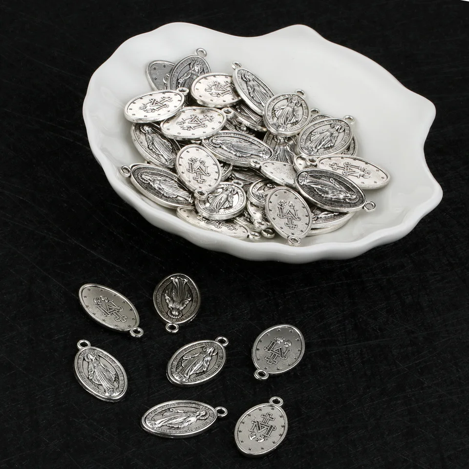 Cottvott 50ks/lot Panna Mary Medalla Milagrosa Prívesok pre ženy Amulet Prívesok katolíc