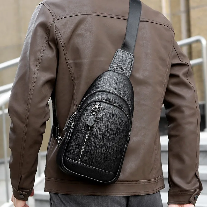 CowHide Skutočná kožená masívna farba Pánske vrecko na hrudi