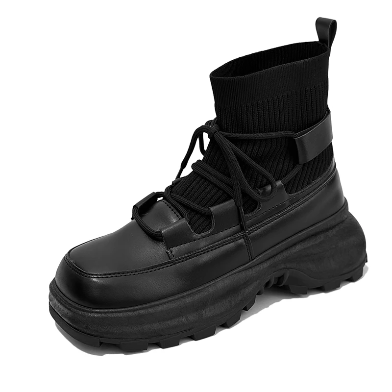 Cozok Autumn Winter Socks Boots 2024 Noví muži členkové topánky Platforma čierne topánky pre mužov kožušinové punkové motocyklové topánky gotika