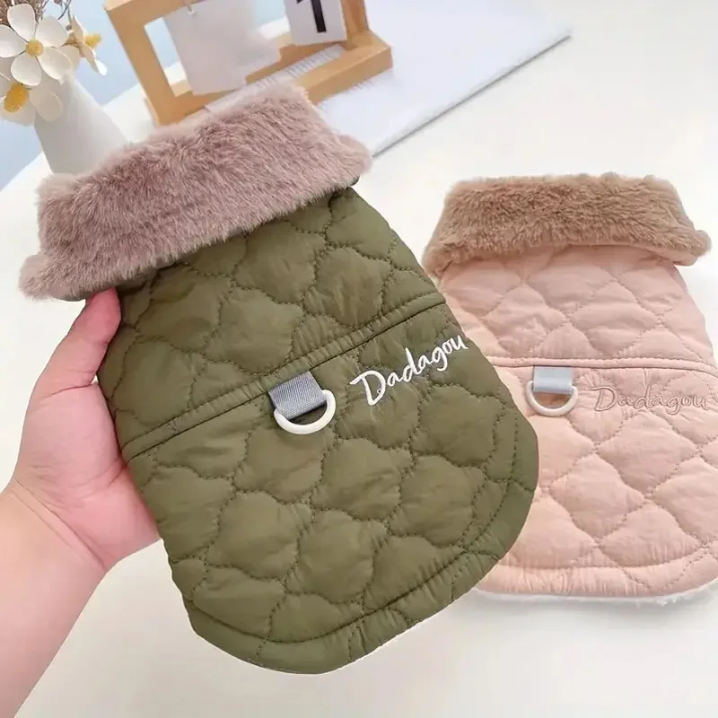 Cozy Fleece -lemovaná vesta s plyšovým golierom - nepremokavá zimná bunda pre malé plemená Pet vesty Chihuahua Coats