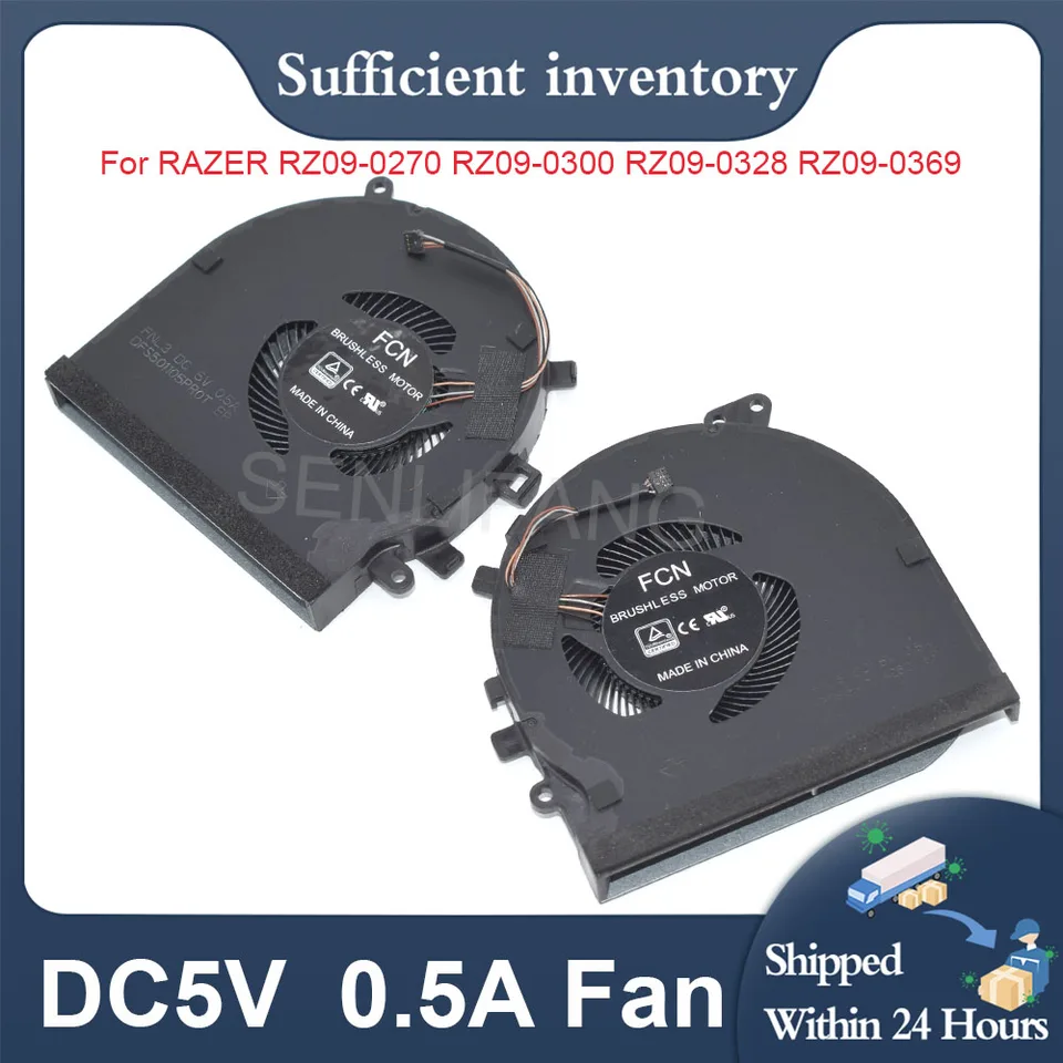 CPU GPU ventilátor pre Razer RZ09-0270 RZ09-0300 RZ09-0328 RZ09-0369 5V 0,5A 4PINS Nový chladenie notebooku DFS5K121142621 DFS501105PR0T
