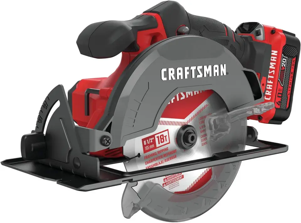 Craftsman V20 bezdrôtová súprava kruhových píl, 6-1/2 palca, batéria a nabíjačka (CMCS500M1)