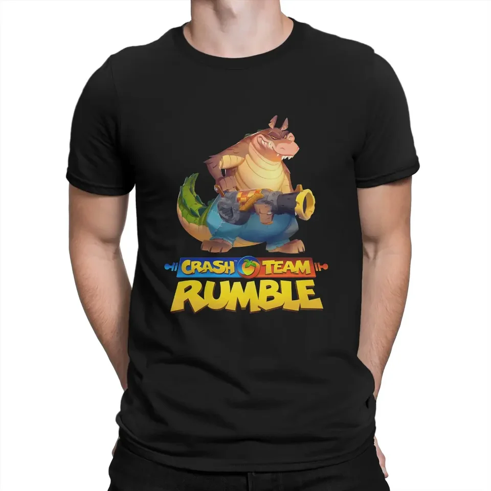 Crash Team Rumble Game Creative Tshirt for Men Dingodile Round Golier Základné tričko Výstražné darčekové odevy Streetwear