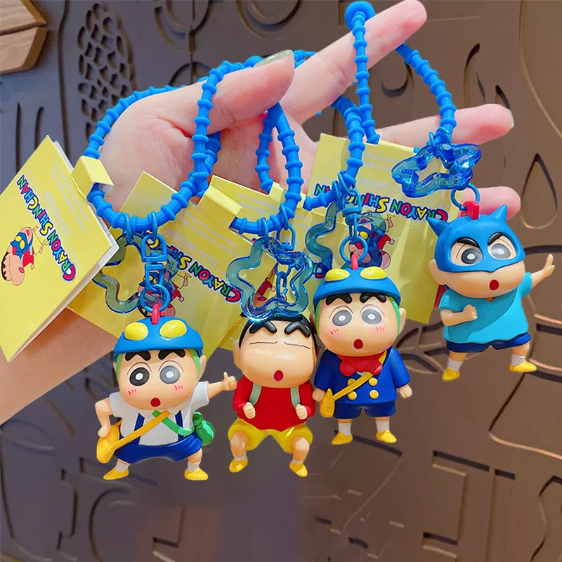 Crayon Shin Chan Action Kamen Series Keychain Anime Figures Model hračky Key Kľúč na karikatúru prívesok s taškou