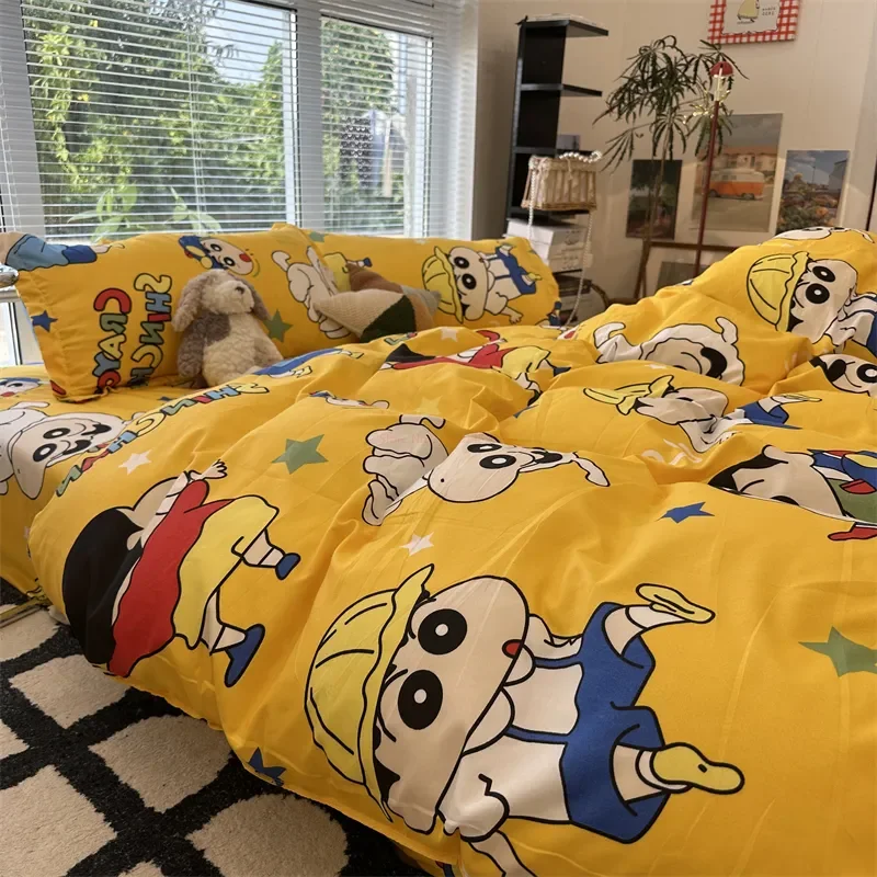 Crayon Shin-Chan Cartoon Periférne 3/4ks podstielky Set karikatúra anime roztomilý študentský posteľ internát lôžka Set vankúš Darček