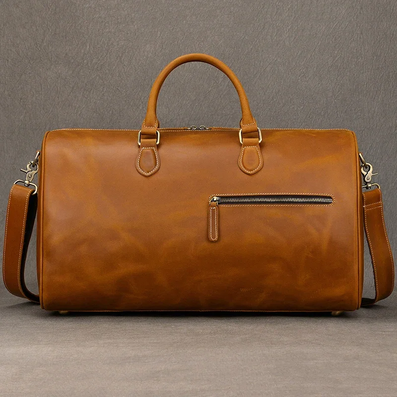 Crazy Horse Leath Men Bag Veľká veľkosť kožená cestovná taška 100% Cowskin Duffle Bag Muži mužské kabelky cestovné obchodné tašky lety